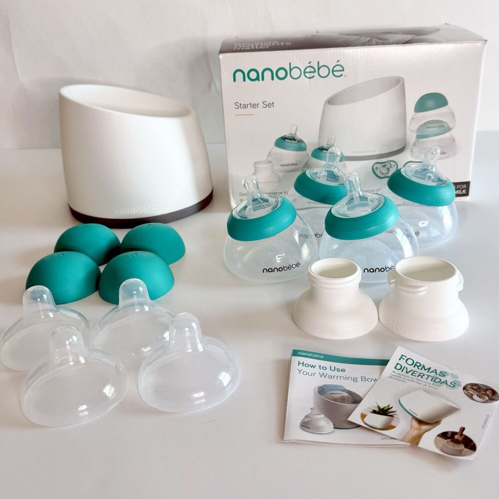 nanobebe Breast Feed Baby Bottles Starter Set Anti Colic Teal NEW NO PACIFIERS